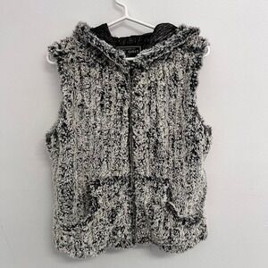 True Grit Dylan faux silky furry sleeveless vest Medium frosty tip zip up hoodie